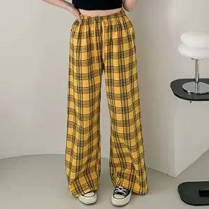[유야]여성 체크 와이드 잠옷바지 SHP0016 봄 가을