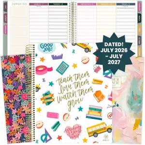 블룸 데일리 플래너 2026-2027 학년도 교사 및 캘린더 - 교실 또는 홈스쿨을 위한 7교시 수업 계획 정리 책