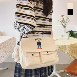 귀여운 곰돌이 로고 포켓포인트 둥글둥글 크로스백 WFFH1H1