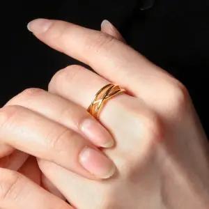 24K 순금 시엘로 트리플 라인 할로우 반지