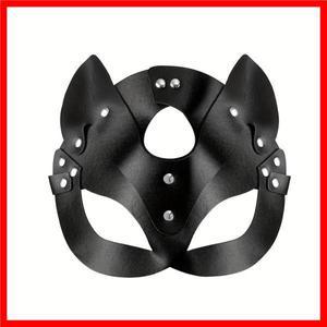 1개 블랙 합성 가죽 고양이 마스크 - 고딕 펑크 코스프레 & 파티 액세서리