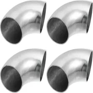 X AutoHOX 4pcs OD 2인치 90도 맨드릴 벤드 엘보우 SS304 스테인리스 스틸 튜브 배기 파이프 차량 개조