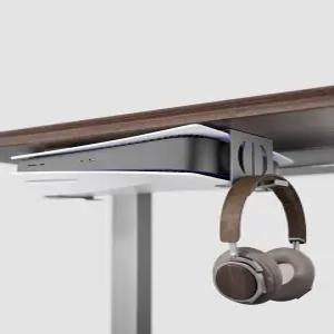 컨트롤러 헤드셋 홀더가 있는 PS5용 카라나바 마운트 언더 데스크 - PS5 콘솔용 올인원 공간 절약 스탠드