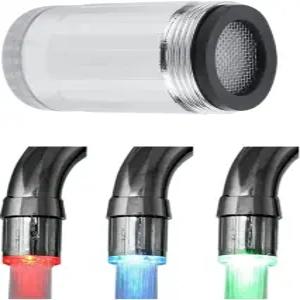 온도 감지 3색 그라디언트 LED 수도꼭지 색상 변경 냉온수 믹서 싱크대 주방 및 욕실용