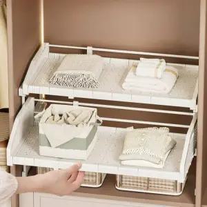 길이조절 슬라이딩 선반 조립식 옷장칸막이 옷장 레이어드 서랍형 다용도 수납 다층 옷 정리함 정리 수납장