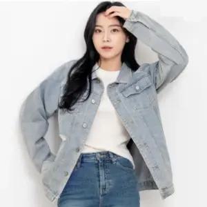 여성 여자 봄 간절기 헤지 워싱 중청 연 청 데님 자켓 아우터 외투 1P