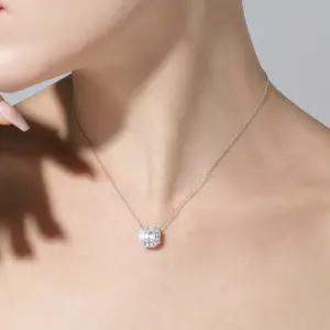 18K GP 셀린 스퀘어 시뮬럿 다이아 목걸이 silver925