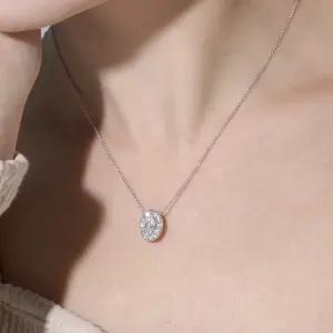 18K GP 아르코 헤일로 시뮬럿 다이아 목걸이 silver925