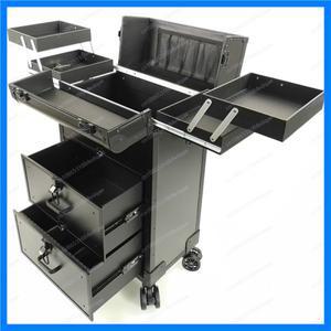 고급 알루미늄 합금 대형 트롤리 화장품 케이스 전문 메이크업 아티스트 네일 헤어 텍스처 자수 보관함