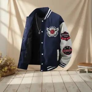 남성 캐주얼 레이어드 바시티 야구 점퍼