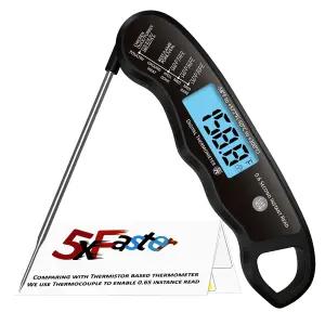 0.6초 즉시 읽기 디지털 육류 온도계 프로브/펜 공장 출하 시 보정/방수/백라이트/자석/플립