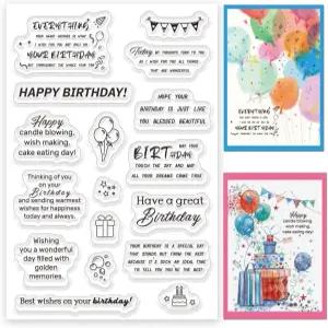 오리가치 생일 축하 인사말 카드 만들기용 실리콘 클리어 스탬프 DIY 크래프팅 스크랩북 사진 앨범 저널링