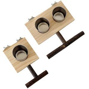 나무 스테인리스 스틸 애완조류 먹이워터 그릇 설치 간편 앵무새 미끄럼 방지 급식 상자 새 발톱 갈이용