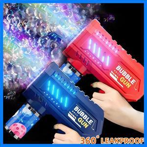 완전 자동 버블 건 로켓 기계 어린이를위한 액체 장난감이있는 송풍기 해변 야외 선물