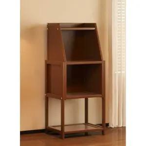 미니 원목 책장 사이드 도어 북타워 3단 월넛 서랍장 수납함