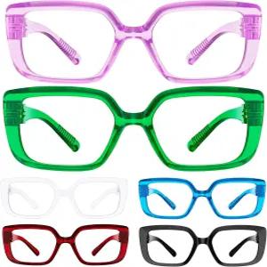 케퍼 블루 라이트 블록 독서 안경 여성 메탈리스 나사 없는 스프링 힌지 6팩 여성용 컴퓨터 리더기