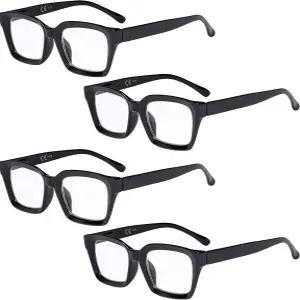 케퍼 4팩 여성용 안경 - 오버사이즈 스퀘어 디자인 블랙