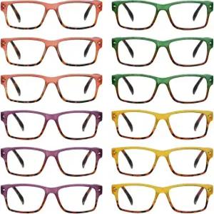 케퍼 12팩 여성용 독서 안경 스타일리시 직사각형 여성 리더 +0.5