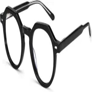 여성 남성 두꺼운 프레임 원형 비처방 안경 컴퓨터 작업용 게임용 인형 블루 라이트 차단