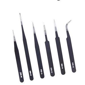 [2개구성] 핀셋 세트 6PCS 정전기방지 oms 쪽집게 정밀 네일 비즈공예 수리 KWD5740C