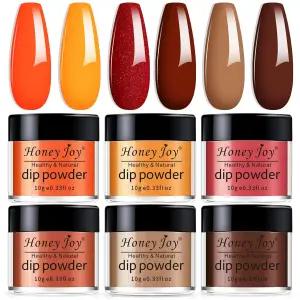 6 박스/세트 파인 디핑 파우더 다크 브라운 커피 그레이 색상 램프 큐어가 필요 없는 딥 네일 젤 폴리쉬