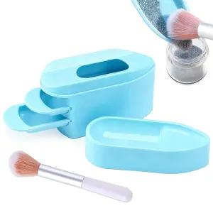 2 in 1 딥 파우더 재활용 트레이 시스템 청소 브러시가 있는 네일 보관 글리터용 용기 스팽글 캐비어 비즈