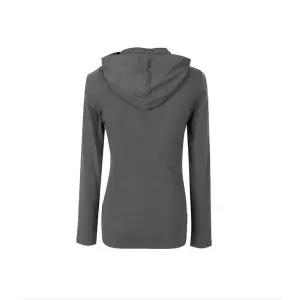 EAMT 여친 그레이 봄 오피스룩 슬림핏 후드 티셔츠 이른 긴팔 상의 YJ1