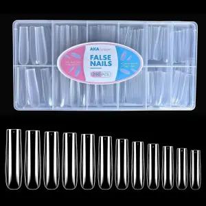 일명 유니콘 소프트 젤 네일 팁 롱 스퀘어 - 240Pcs 클리어 프리 쉐이핑 풀 커버 가짜 XXL 아크릴 페이크