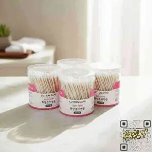 코튼스왑 수정화장 면봉 먼지없는 클렌징 위생 종이축 5개