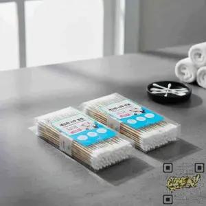 신생아용 위생 면봉 대용량 나무 귀청소 유아 아기 400P 포리백 2개