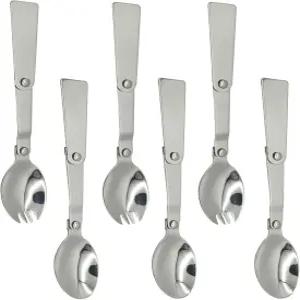 Maydahui 6 PCS 접이식 숟가락 및 포크 SUS 18/10 (304 ) 스테인리스 샐러드 보온병 여행용 휴대용