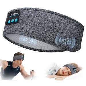 [미국배송] 페리통 슬립 헤드폰 무선 블루투스 스포츠 헤드폰 초박형 HD 스테레오 스피커 포함 수면 운동 조깅 요가 불면증 항공 여행 명상(그레이)에 완벽한