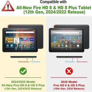 호환 아마존 파이어 HD 8 (2024/2022)  플러스 태블릿 (12세대) 8인치 소프트 TPU 백 충격 방지 커버 셸