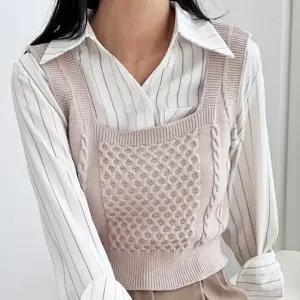 여성 여자 니트 조끼 베스트 뷔스티에 봄 가을 기본 베이직 데일리 캐주얼 일상 데이트 레이어드 간절기 심