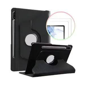 갤럭시탭A9 플러스 회전 케이스+강화유리 2매 세트