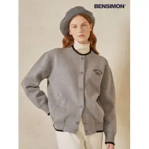 벤시몽 여성 더블 니트 보머 자켓 엘리그레이