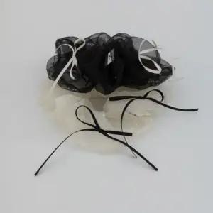 아트박스/신상오픈런 여성 발레 리본 진주 쉬폰 스크런치 머리끈