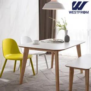 [웨스트프롬] 에스메랄다 1800 원목 라운드 테이블(식탁) + 벤치 2개