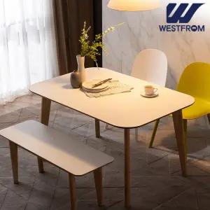 [웨스트프롬] 에스메랄다 1400 원목 라운드 테이블(식탁) + 체어 4개