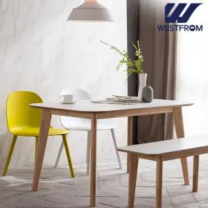 [웨스트프롬] 에스메랄다 1400 원목 라운드 테이블(식탁) + 벤치 2개