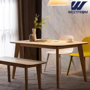 [웨스트프롬] 에스메랄다 1800 원목 라운드 테이블(식탁) + 체어 2개  벤치 1개
