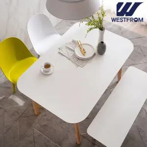 [웨스트프롬] 에스메랄다 1600 원목 라운드 테이블(식탁) + 체어 2개  벤치 1개