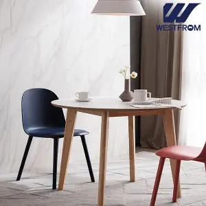 [웨스트프롬] 에스메랄다 800 원목 원형 테이블(식탁) + 체어 4개
