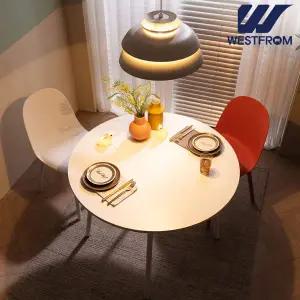 [웨스트프롬] 엘라 800 화이트 원형 테이블(식탁) + 체어 2개
