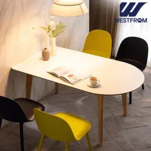 [웨스트프롬] 에스메랄다 1800 원목 반타원 테이블(식탁) + 체어 4개