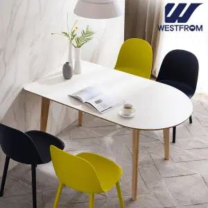 [웨스트프롬] 에스메랄다 1600 원목 반타원 테이블(식탁) + 체어 4개