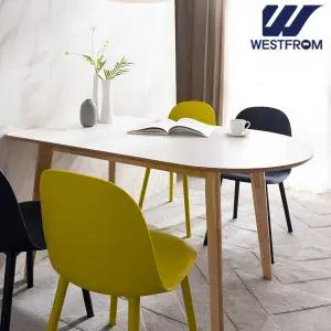 [웨스트프롬] 에스메랄다 1800 원목 반타원 테이블(식탁) + 체어 2개  벤치 1개