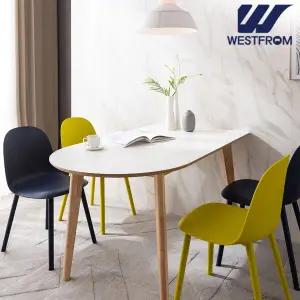 [웨스트프롬] 에스메랄다 1400 원목 반타원 테이블(식탁) + 체어 4개