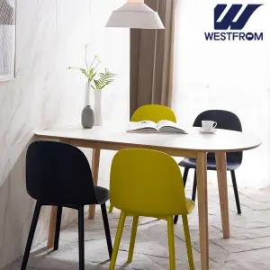 [웨스트프롬] 에스메랄다 1600 원목 반타원 테이블(식탁) + 체어 2개  벤치 1개