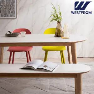 [웨스트프롬] 에스메랄다 1800 원목 타원형 테이블(식탁) + 체어 2개  벤치 1개